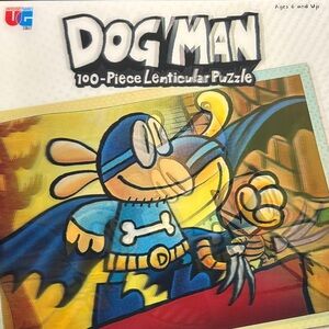 Dog Man 100-Piece Lenticular Puzzle - Blue Yellow